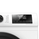 Hisense N1 Series 8kg front load washer with digital display and control panel, white appliance for laundry cleaning.