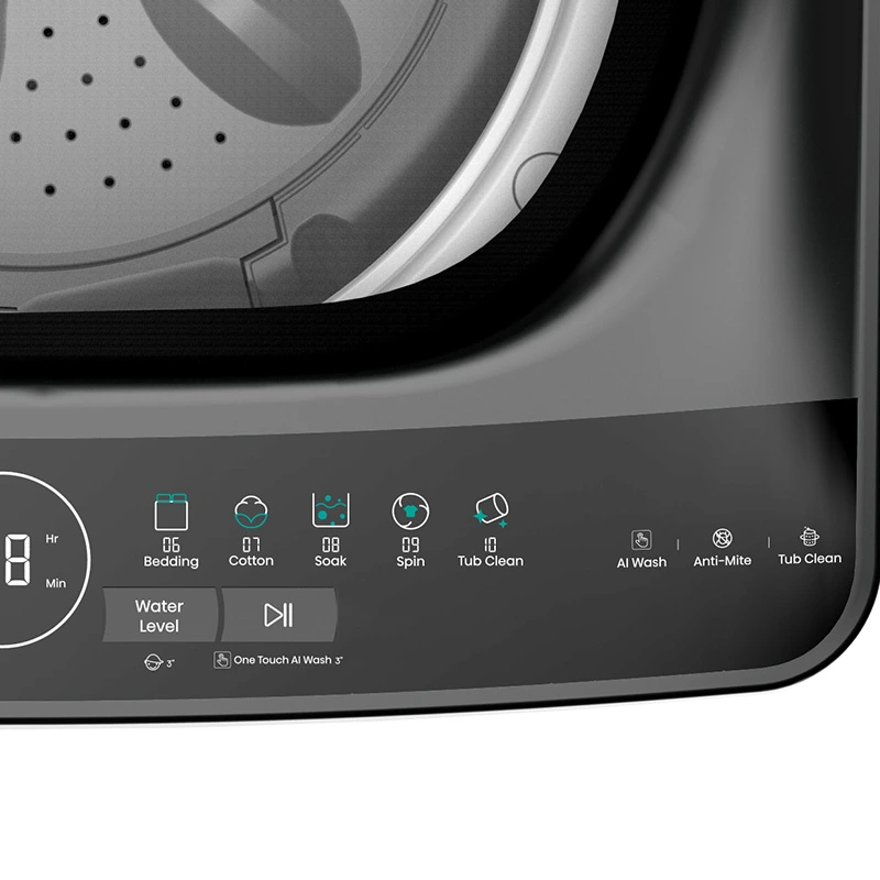 Hisense F Series F30 8kg top load washer with digital control panel and modern design, shown from the right side.