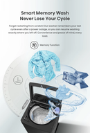 Hisense F Series F30 8kg top load washer with digital controls and memory wash feature in a modern laundry room setting.