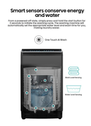 Hisense JH Series 13kg top load washing machine with control panel and drum in a modern laundry room setting.