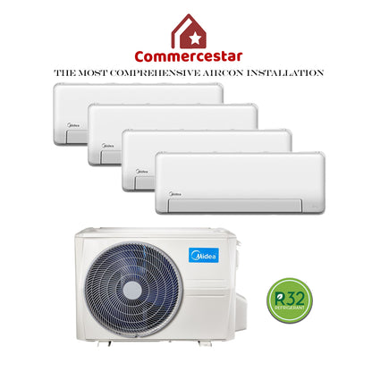 MIDEA ALL EASY PRO R32 SYSTEM 4 (INSTALLATION INCLUDED FREE UPGRADED MATERIALS) - Commercestar Engineering 