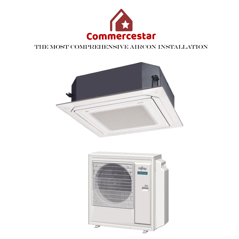 FUJITSU INVERTER R32 CEILING CASSETTE UNIT AIRCON INSTALLATION - Commercestar Engineering 