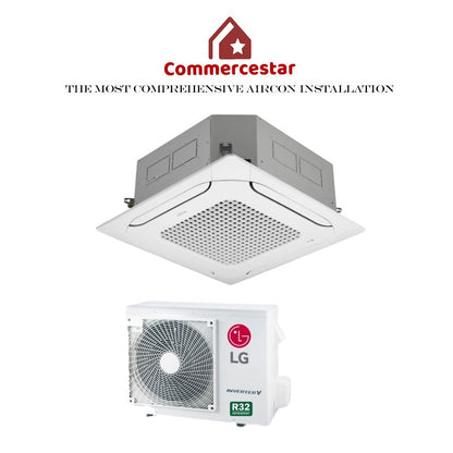 LG INVERTER R32 CEILING CASSETTE UNIT AIRCON INSTALLATION - Commercestar Engineering 